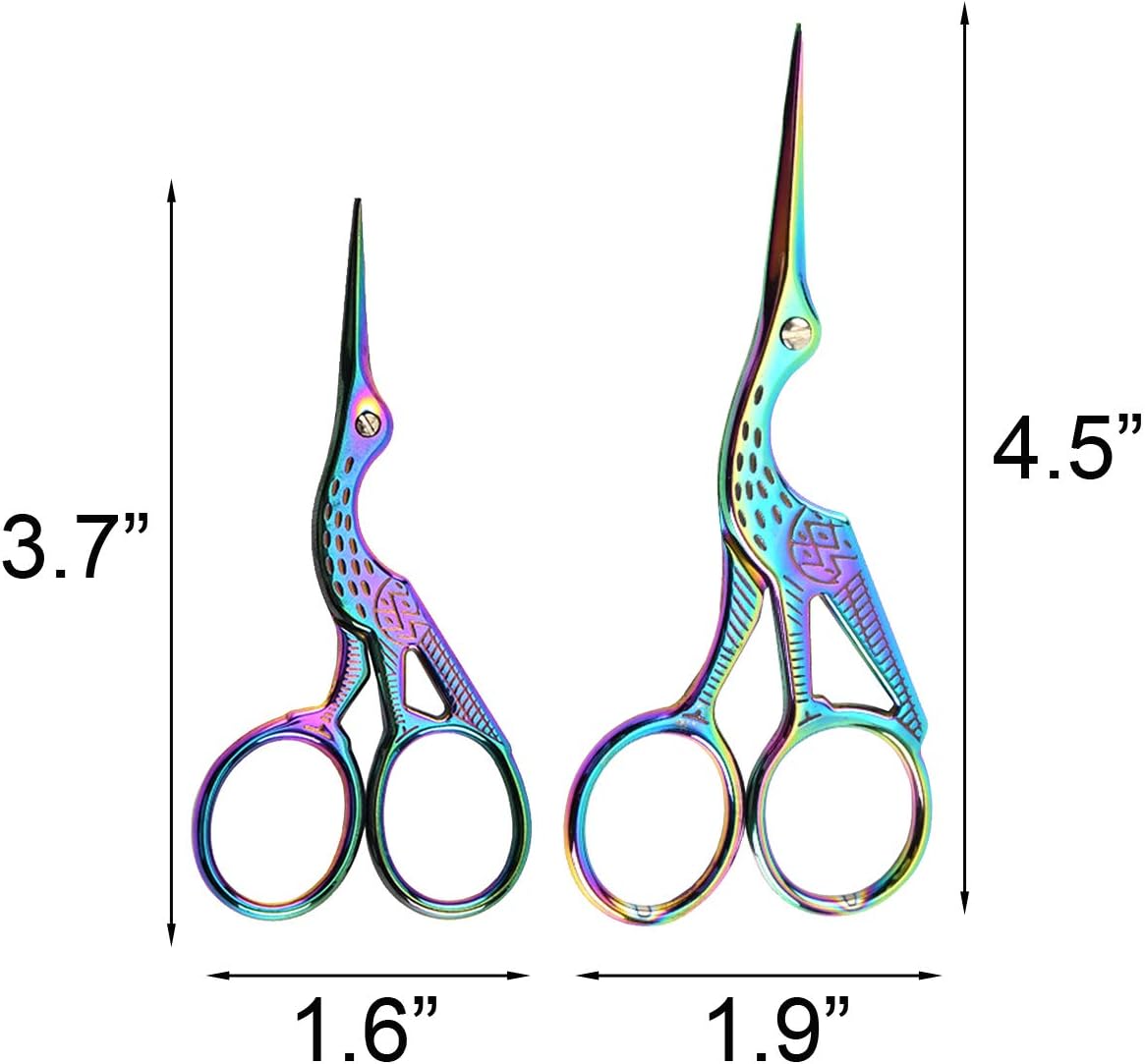 Vintage Stork Shape Sewing Scissors Stainless Steel Tailor Scissors Sharp Sewing Shears for Embroidery, Craft, Art Work & Everyday Use (4, Colorful)