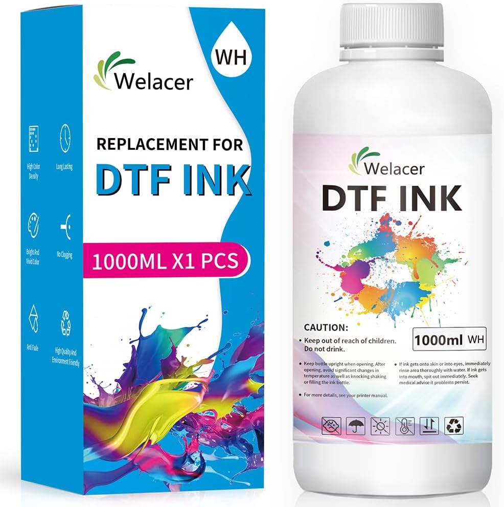DTF Ink White 1000ml for I3200 XP600 R1390 L1800, ET-8550, ET-2850 XP-15000, R2400, L800, 1430, P400,P800,R2000, Heat Transfer Ink Conversion Kit Refill for All DTF Printers,for DTF Film