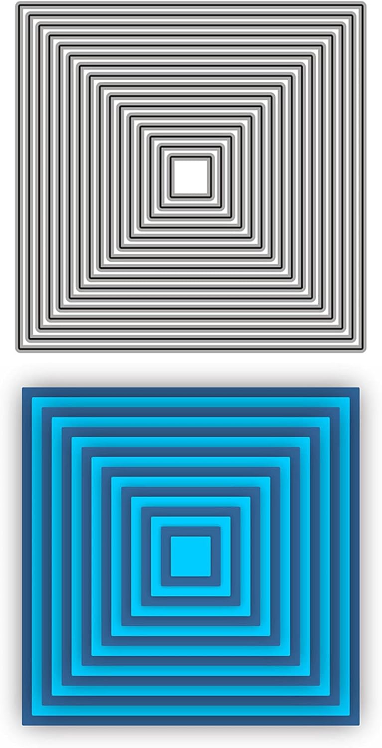 Cutting Dies Metal Stencils Scrapbooking Tools Flowers Lace Frame DIY Embossing Template for Paper Card Making Album Arts Crafts Supplies (Square Set)