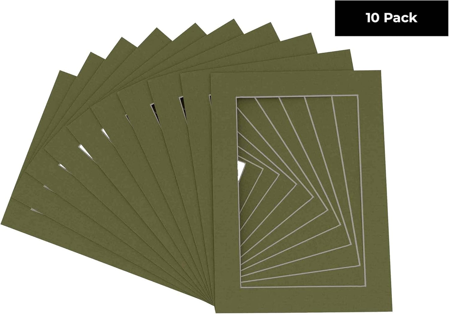 8x10 Mat for 6x8 Photo - Precut Dill Green Picture Matboard for Frames Measuring 8 x 10 Inches - Bevel Cut Matte to Display Art Measuring 6 x 8 Inches - Acid Free Pack of Ten MATS