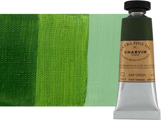 Charvin Extra Fine Oil Paint, Sap Green 20 mL - Triple-Milled, Rich Texture, Poppy Oil-Based, Light-Fast, Handmade, Archival Quality