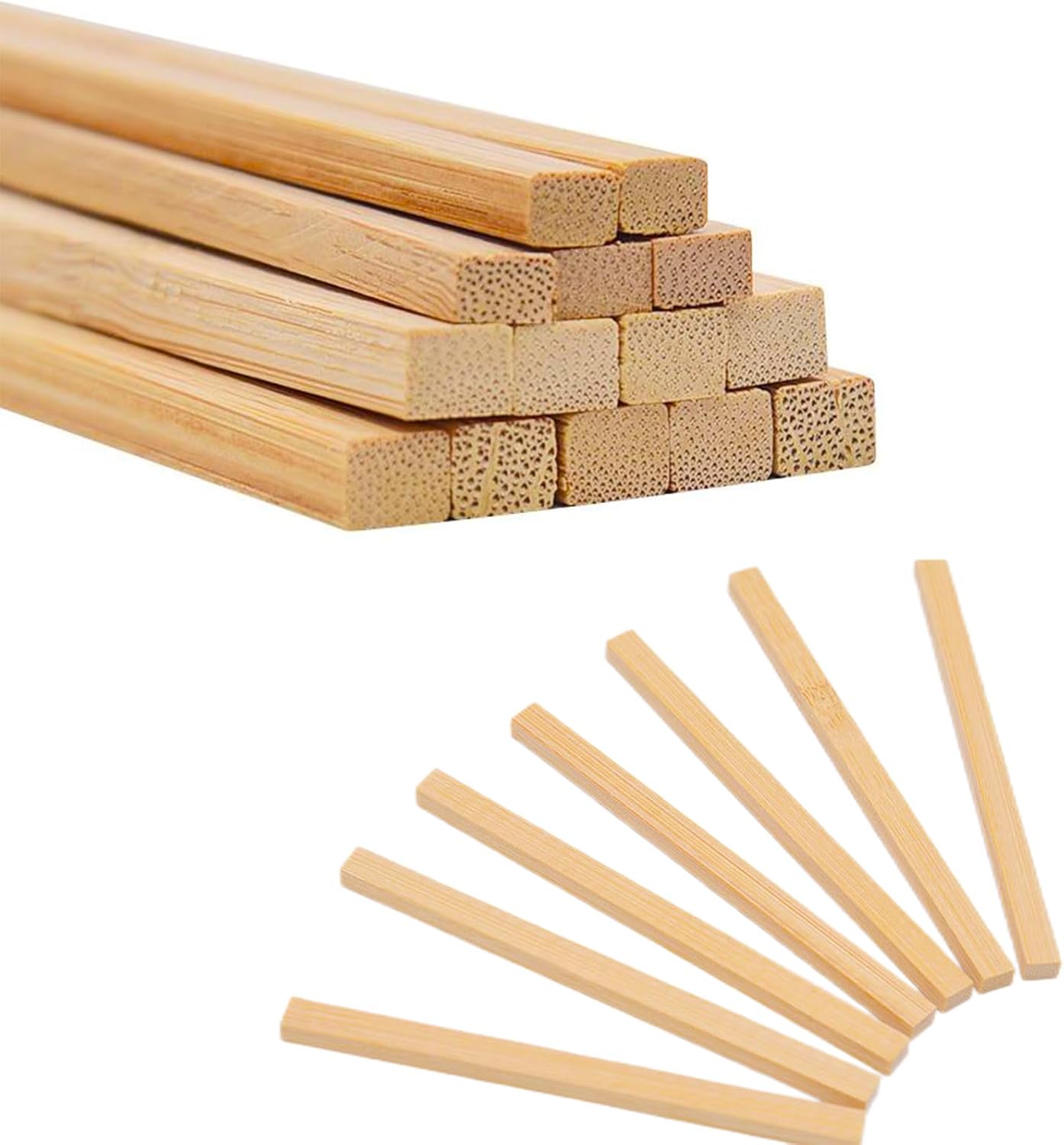 1/2 x 12 Inch 50 PCS Square Dowel Rods Wood Sticks Wooden Dowel Rods - Unfinished Bamboo Sticks - for Crafts,Home Decor, Model Making and DIYers