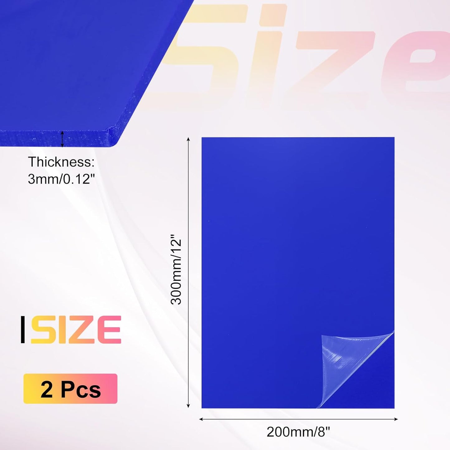 uxcell 2Pcs Acrylic Sheets 12x8 Inch Acrylic Panel 1/8 Inch-3mm Plastic Board for Picture Frames Sign Holders DIY Display Projects Craft, Dark Blue