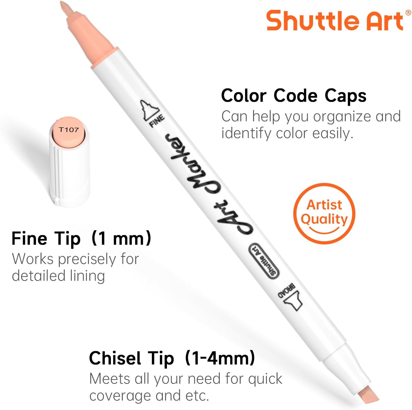 Shuttle Art 26 Colors Skin Tone&Hair Art Markers, Dual Tip Alcohol Based Flesh-Color Marker Pen Set Contains 1 Blender Perfect for Kids & Adults Portrait,Comic, Anime, Manga, Illustration
