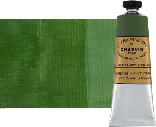 Charvin Extra Fine Oil Paint, Chrome Oxide Green 60 mL - Triple-Milled, Rich Texture, Poppy Oil-Based, Light-Fast, Handmade, Archival Quality