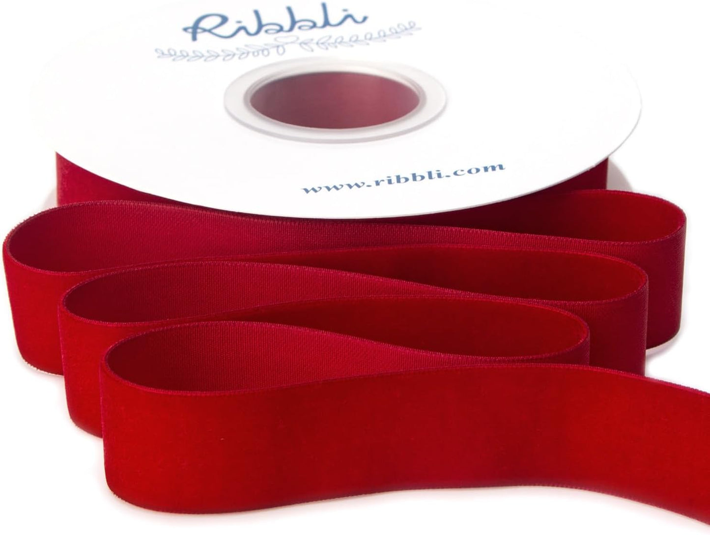Ribbli Polyester Dark Red Velvet Ribbon,1 Inches Continuous10-Yard Spool,Christmas Ribbon for Gift Wrapping,Floral Bouquets, Home Decor