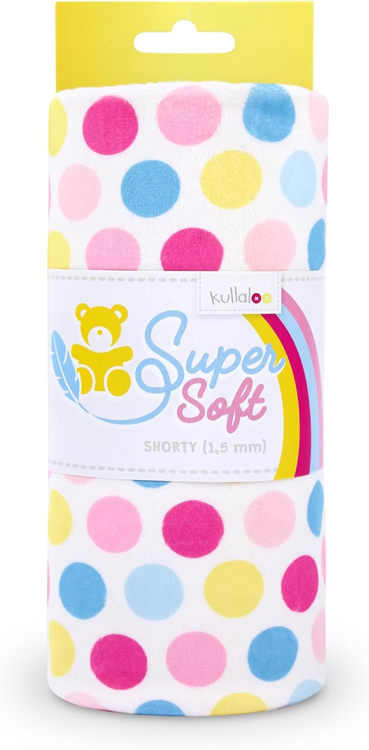 kullaloo Plush Fabric | Printed Minky Fabric for Sewing Hula DOTS Pink Blue | Super Soft Cuddle Material | 39.5x29.5 | Plushies, Baby Blankets, Pillows, Dog Beds, Beanies, Baby Accessories, Apparel