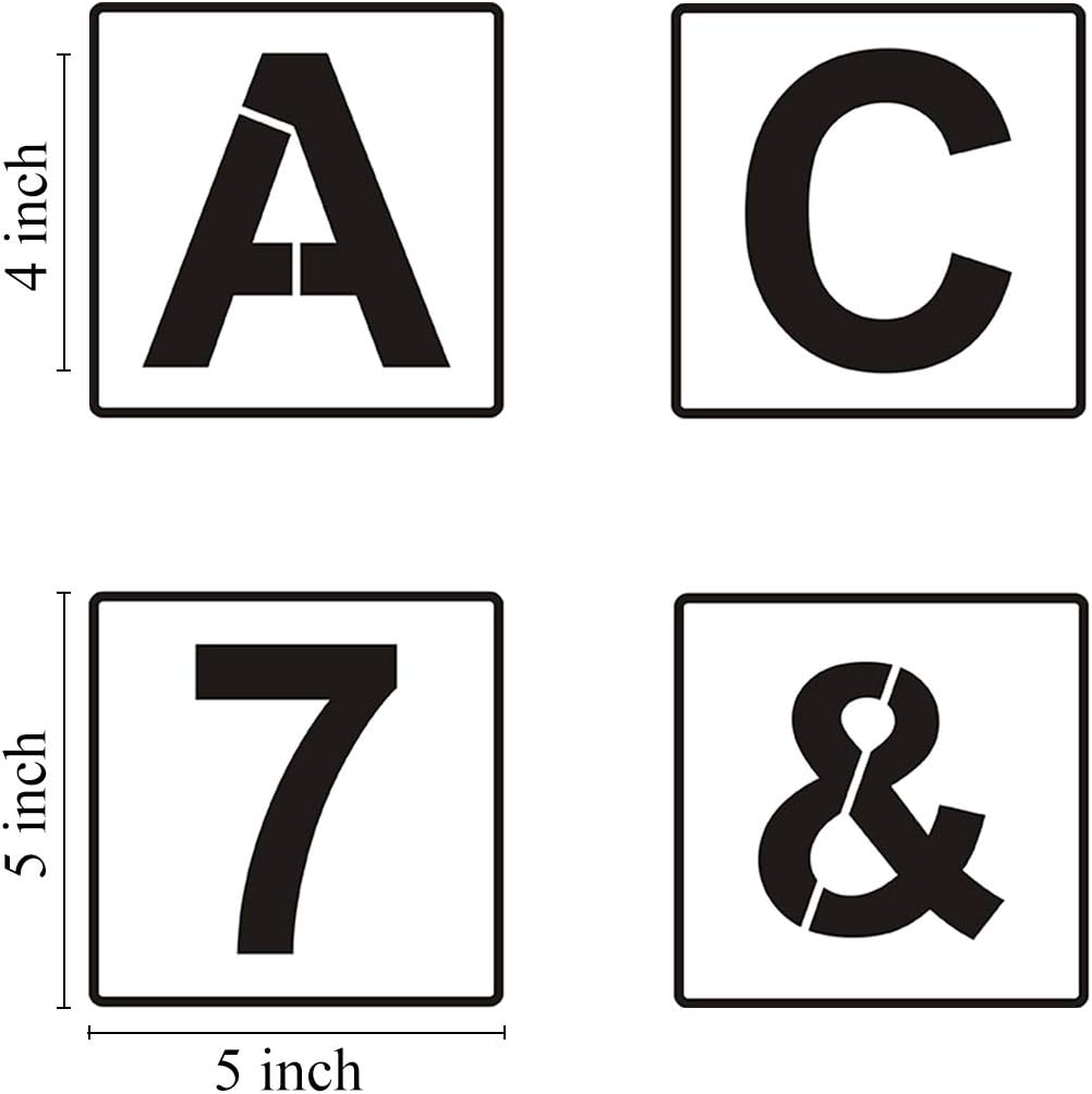 Alphabet Letter and Number Stencils 5 Inch - 40 Pack Large Letters and Numbers Stencil Templates with Signs for Painting on Wood, Reusable Letter Stencils for Chalkboard Signs & Wood Wall Art