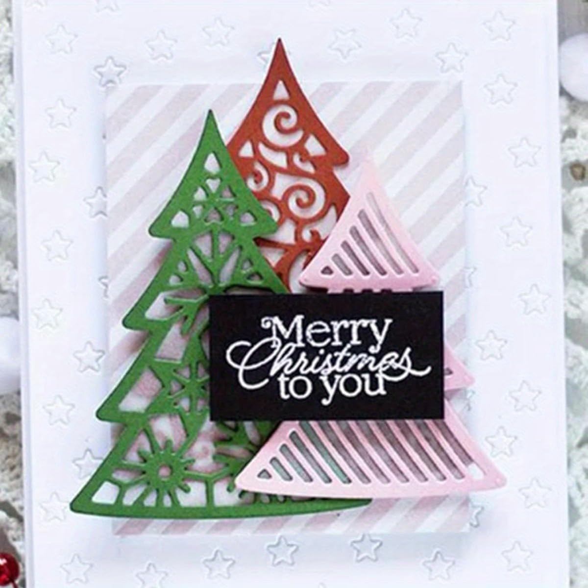 Lapoo Festivals Metal Cutting Die for Scrapbooking - Durable, Cut Stencils for DIY Scrapbook Photo Album Decorative Paper Card, Card Making Supplies, Embossing (A Christmas Tree Set 5.5 x 3.5 in)