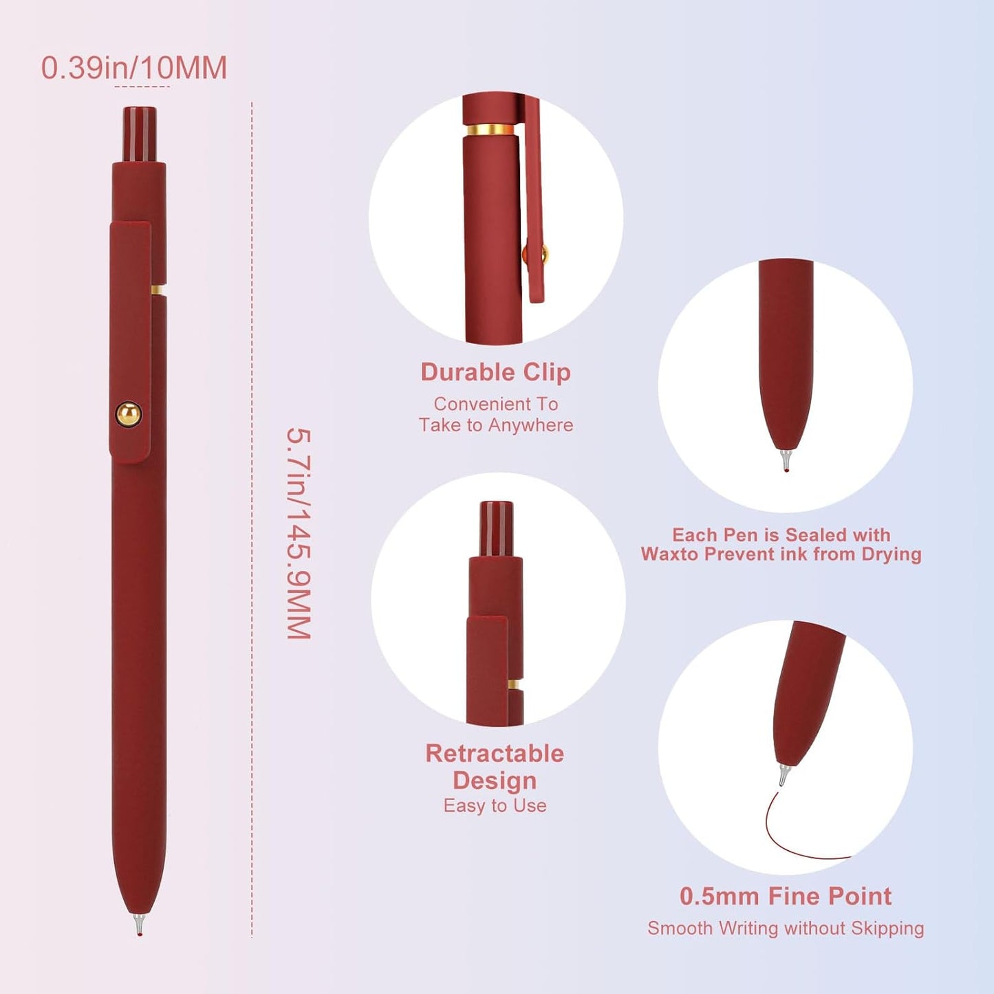 Ddaowanx Colorful Gel Pens, 0.5mm Fine Point Retractable, Cute Pens with Colored Writing and Sketching, Nursing School Essentials,School Supplies, Gifts for Nurse (24Pcs-Vintage Colors)