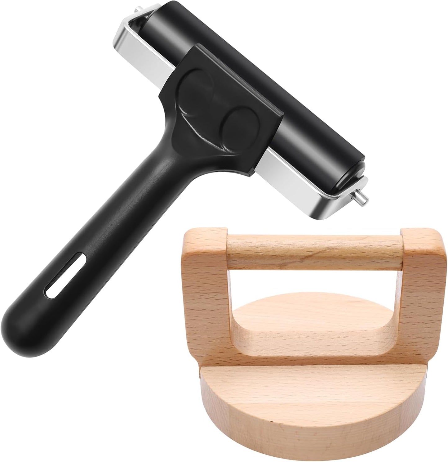 Coitak 1+1 Pcs Wooden Block Printing Baren with Rubber Brayer Roller, Block Printing Press Kit for Crafting, Printing, Inking, Stamping, Linocut