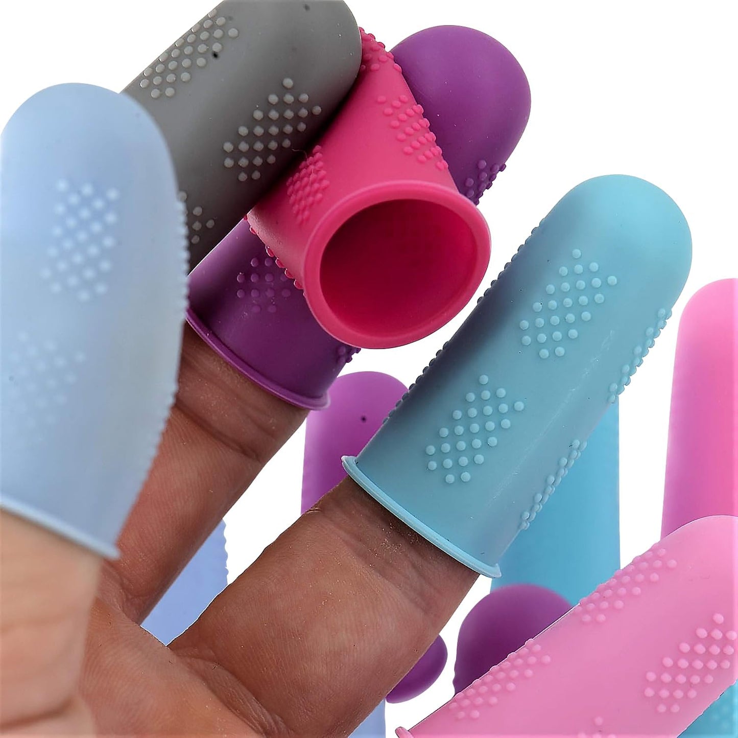 Finger Protectors [Flex Series - 12-Pack] Silicone Non-Stick Finger Covers [Small (6) / Medium (6) - 6 Colors 2 Sizes] for Hot Glue/Sewing/Wax/Rosin/Resin/Honey/Adhesives/Scrapbooking