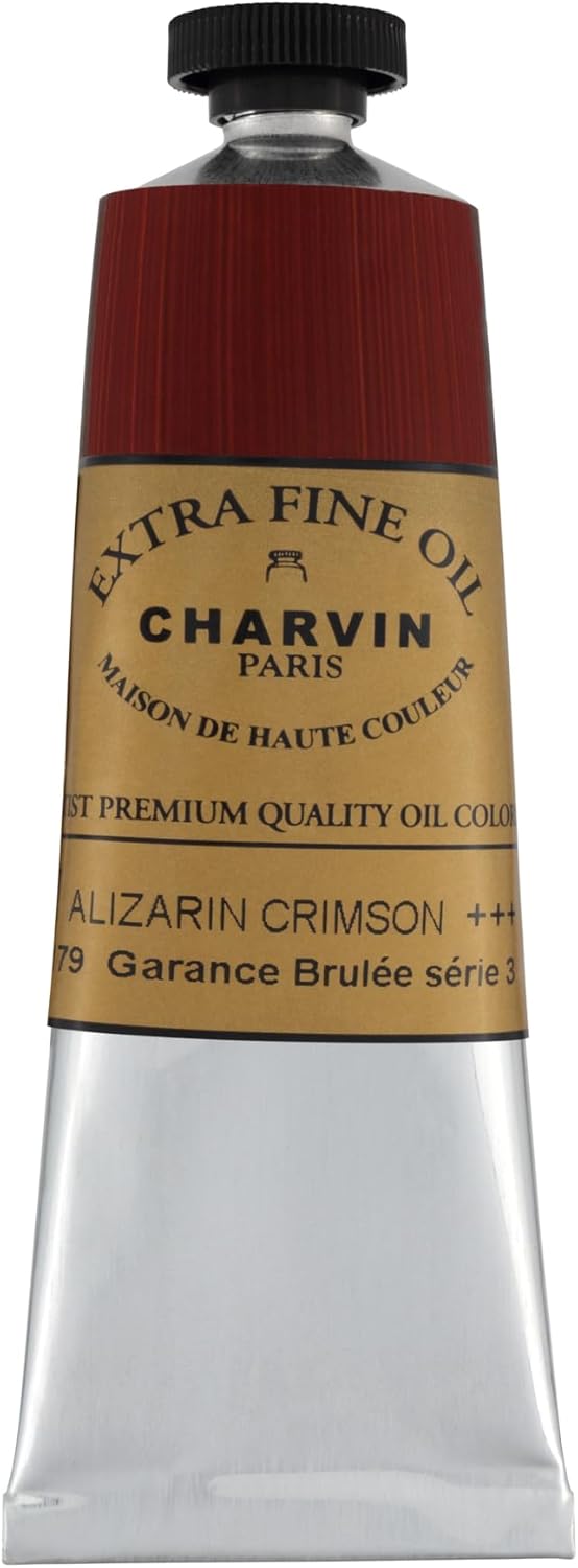 Charvin Extra Fine Oil Paint, Alizarin Crimson 60 ml - Triple-Milled, Rich Texture, Poppy Oil-Based, Light-Fast, Handmade, Archival Quality