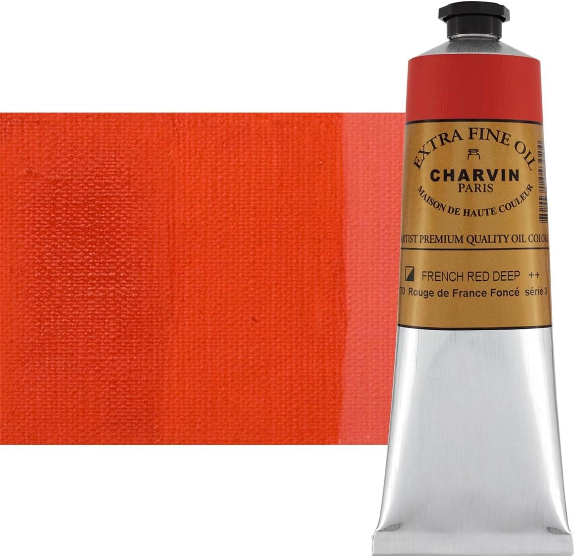 Charvin Extra Fine Oil Paint, French Red Deep 150 ml - Triple-Milled, Rich Texture, Poppy Oil-Based, Light-Fast, Handmade, Archival Quality