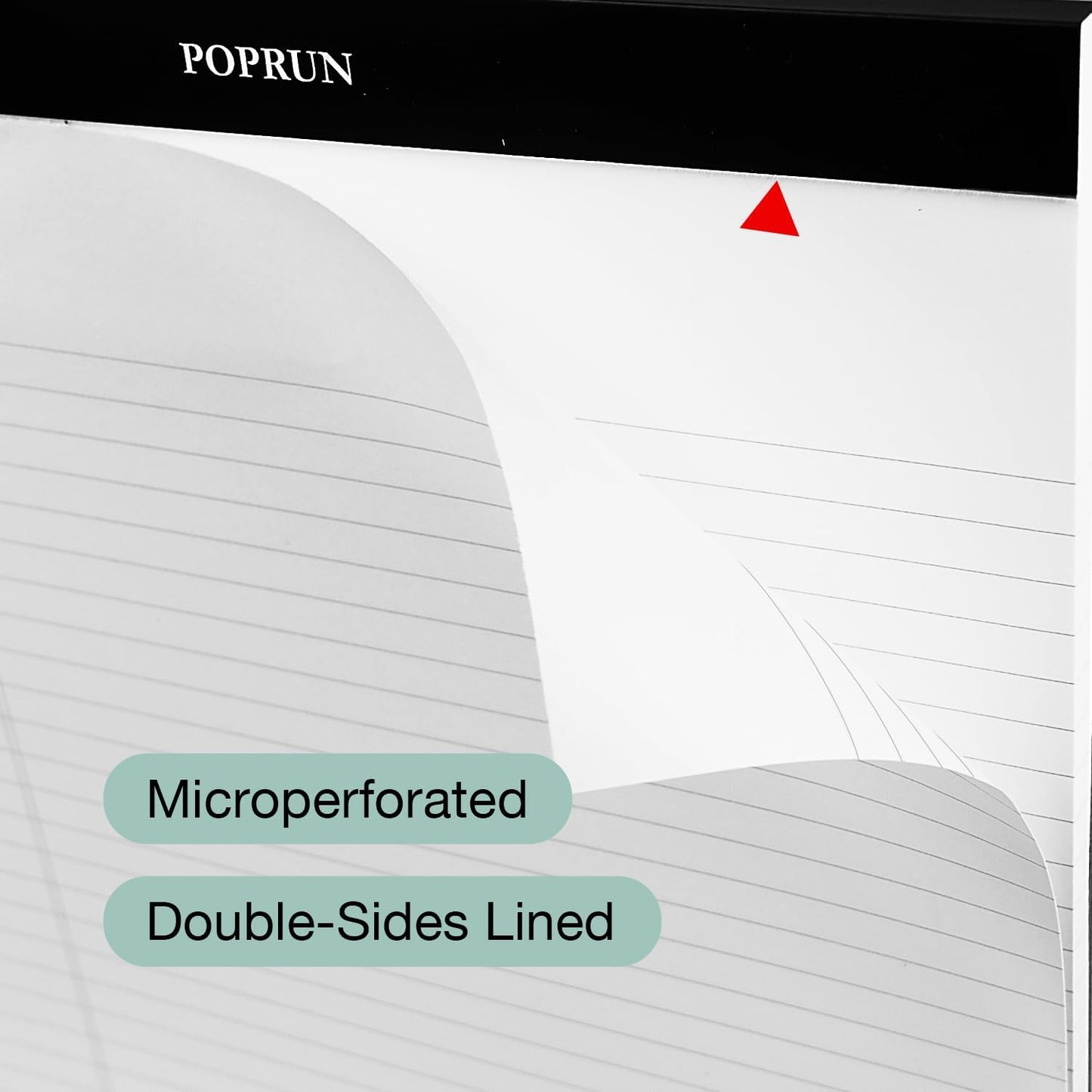POPRUN White Legal Pads 8.5 x 11.75 College Ruled, 100GSM Writing Paper Pad, Bulk Lined Notepad Notebooks for Work School, Classroom Office Supplies, 6 Pack