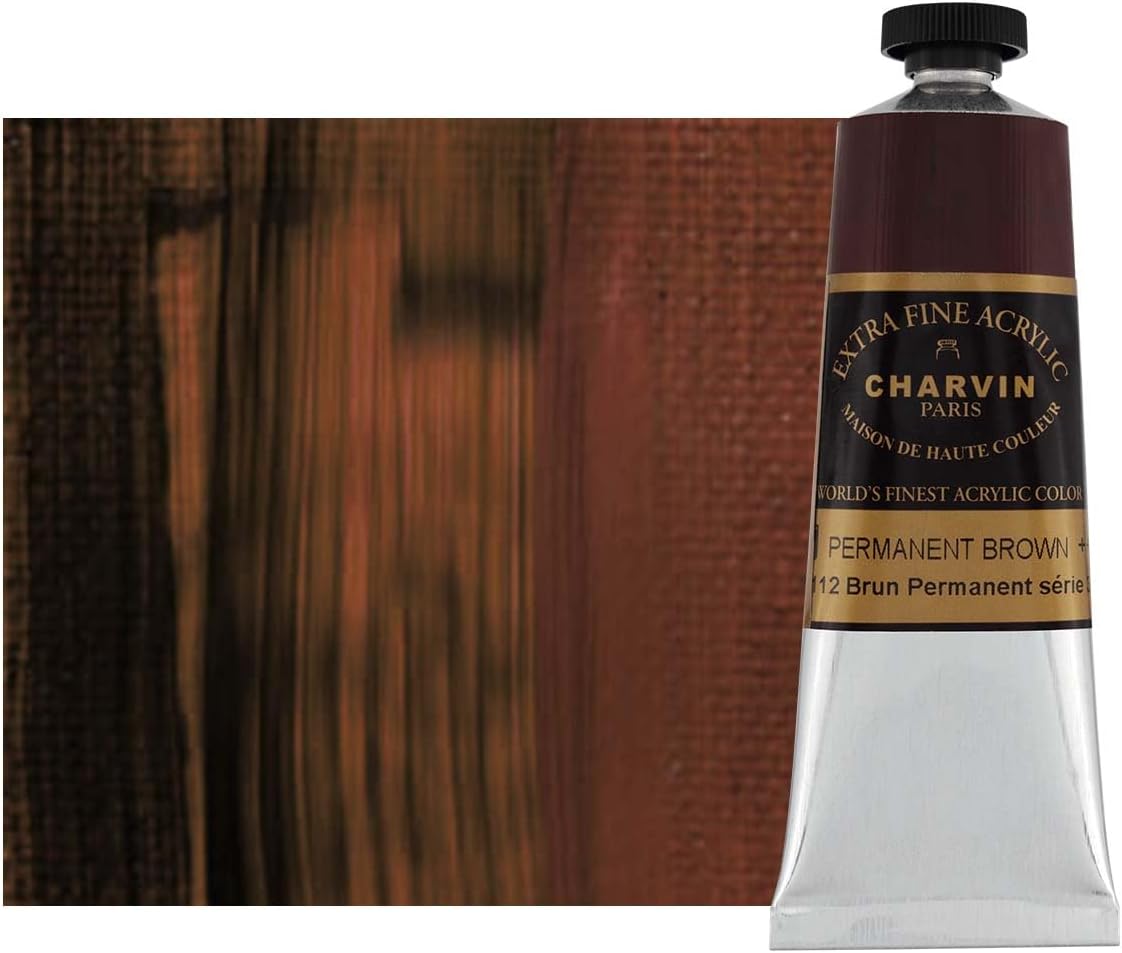 Charvin Extra Fine Professional Acrylic Paint - Permanent Brown, 60ml Tube, Triple-Milled, Lightfast Pigments, Open Stock Artist Acrylic Paints in Nature-Inspired Hues