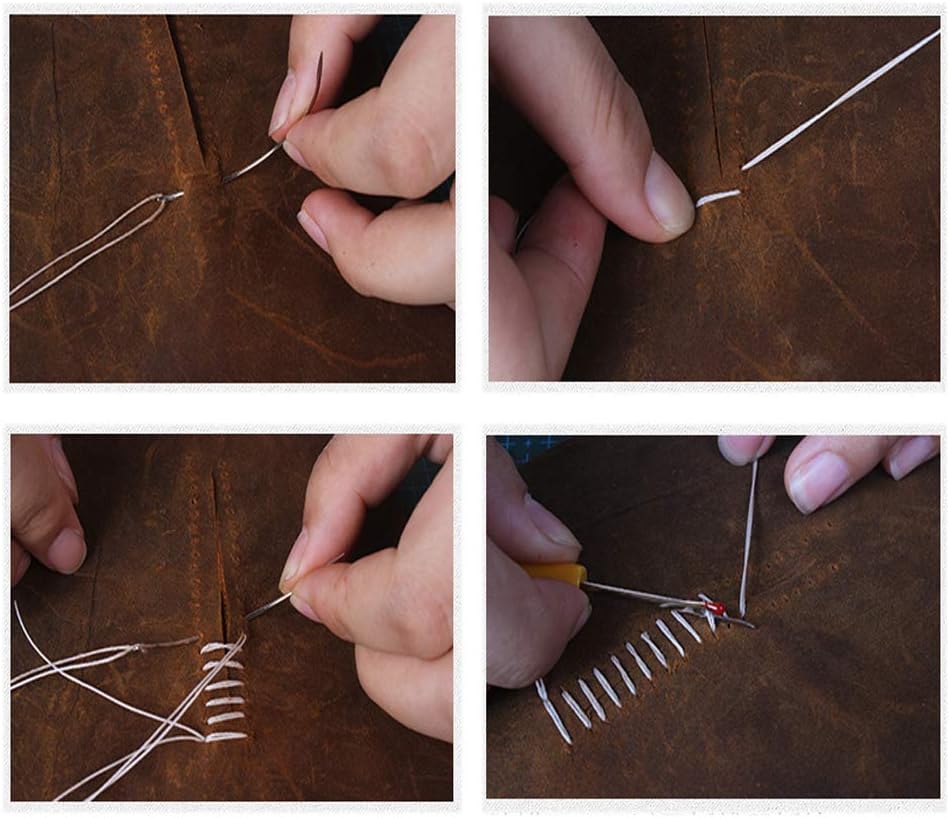 284 Yards Waxed Thread, 210D Heavy Duty Wax Upholstery Thread for Leather Sewing, 0.8mm Flat Waxed String for Bookbinding/Shoe Repairing/Leather Projects