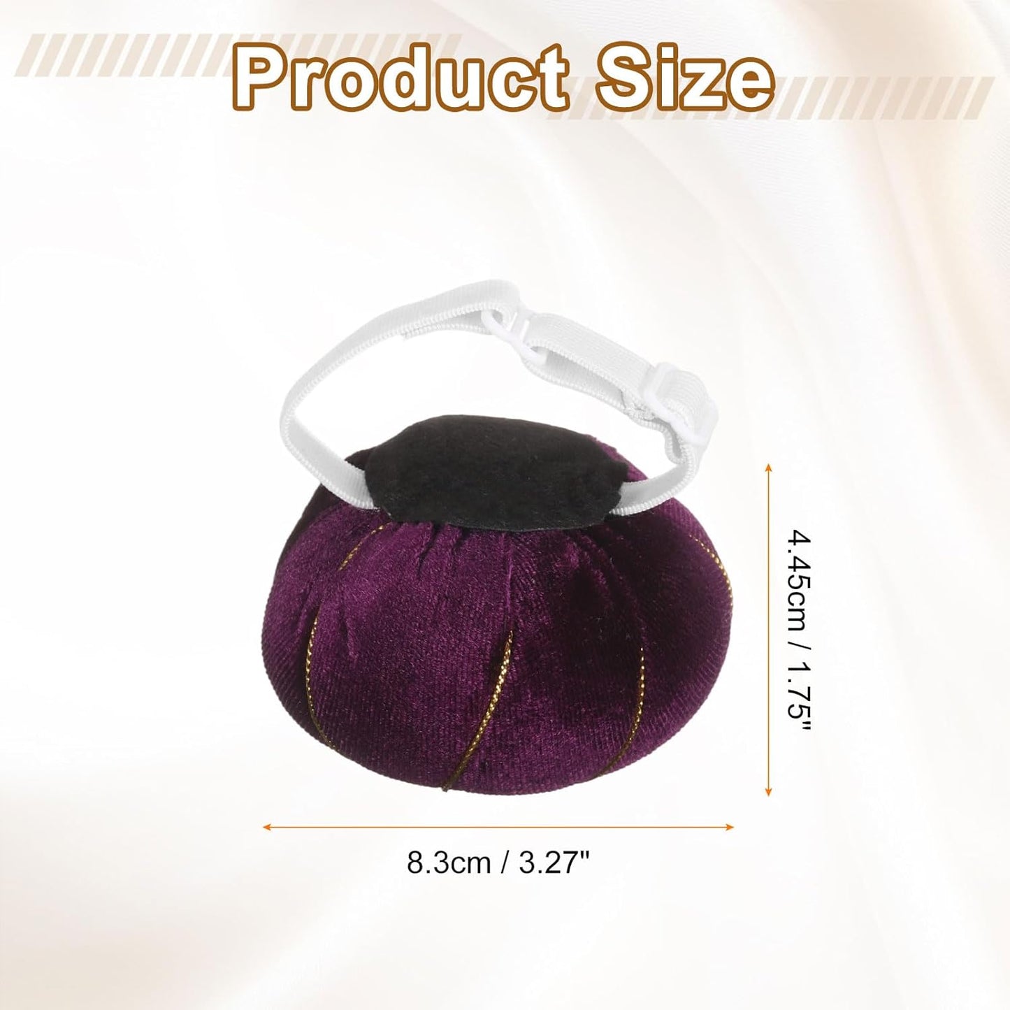 HARFINGTON Wrist Pin Cushion Wristband Sewing Pincushion Polyester Pin Holder Wearable Pumpkin Shaped Needles Wristband for Sewing Quilting Needlework DIY Crafts, Purple