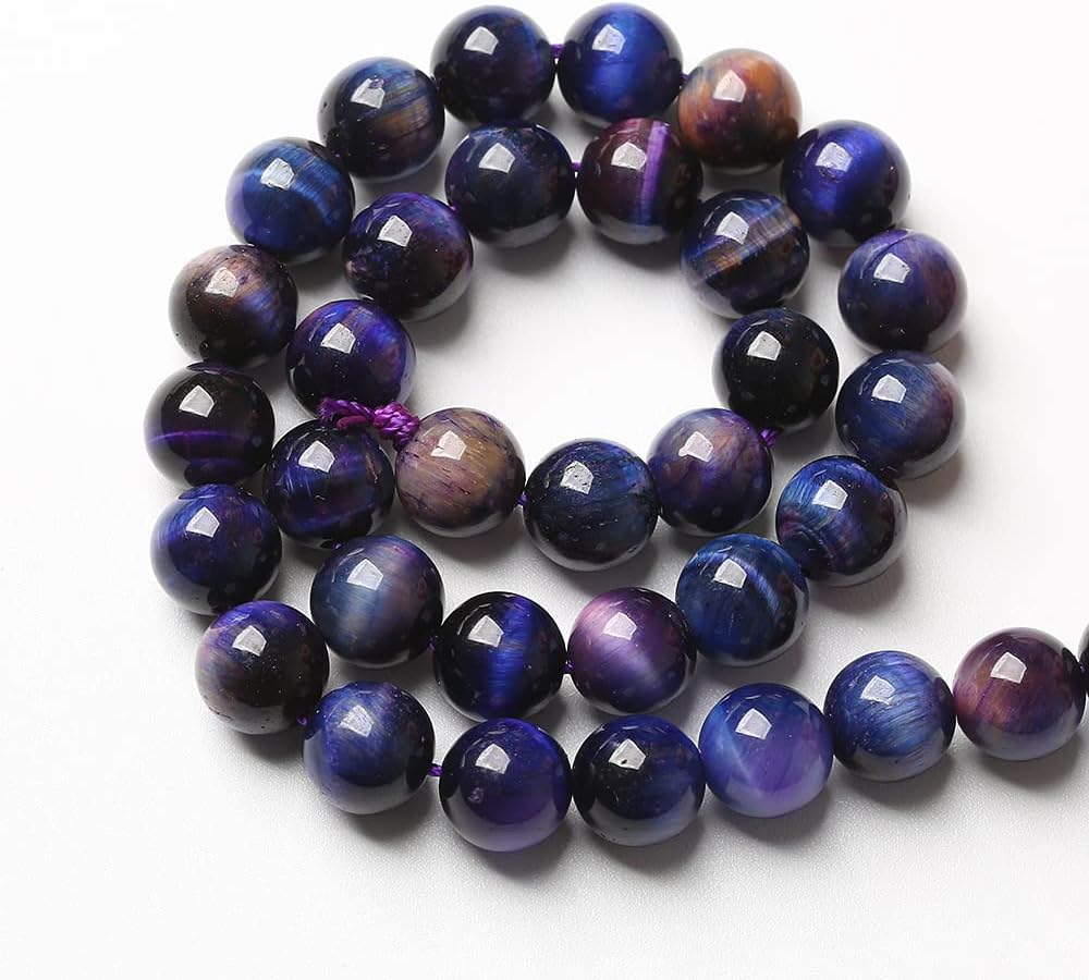 48pcs 8mm AAA Natural Tiger Eye Stone Beads Gemstone Round Spacer Loose Beads for Jewelry Making DIY Bracelet,Necklace