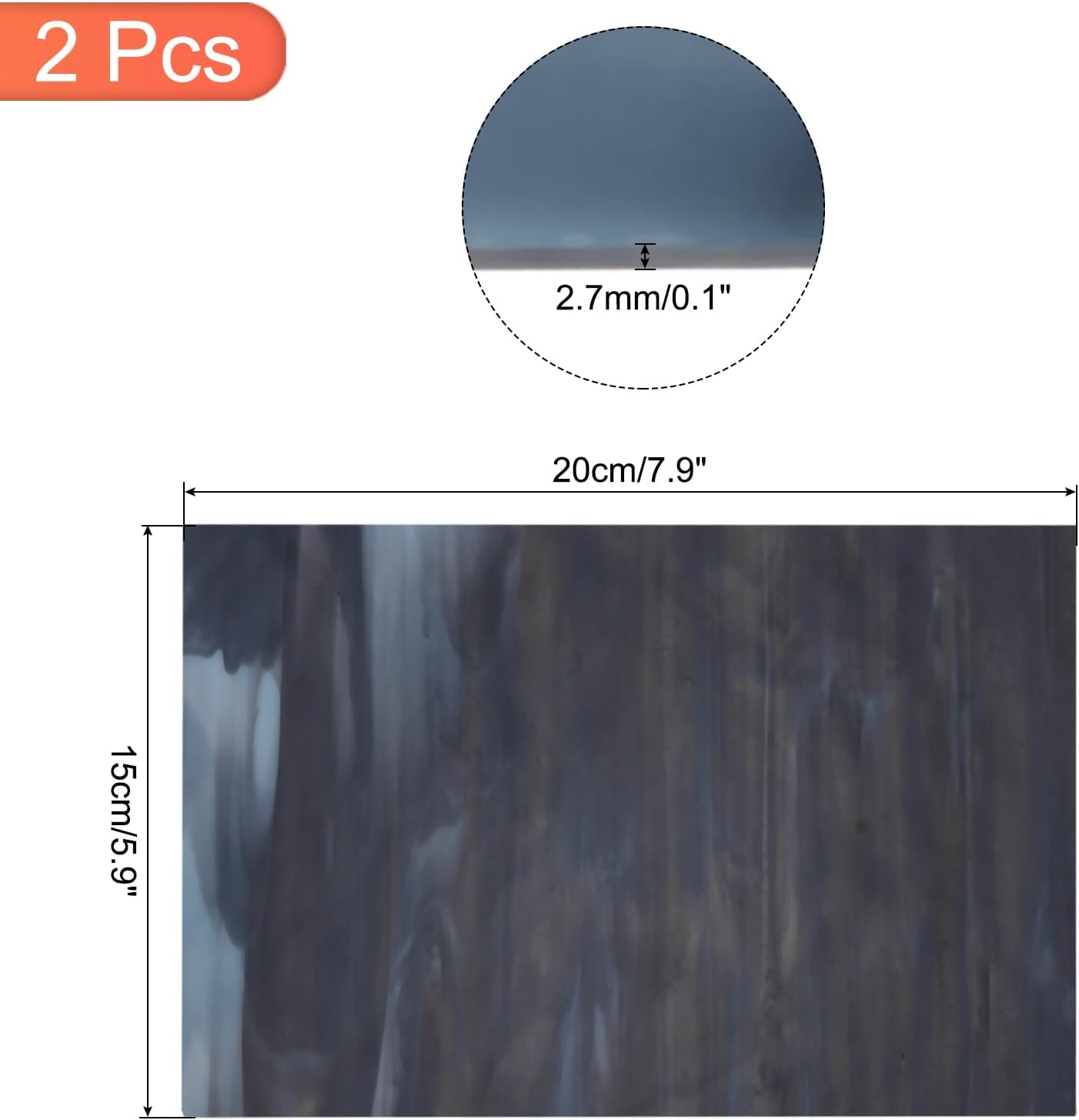 MECCANIXITY 2 Pcs Stained Glass Sheet Mosaic Tile 7.9 Inch x 5.9 Inch Navy Blue Stained Glass Sheets for Crafts DIY Art Project