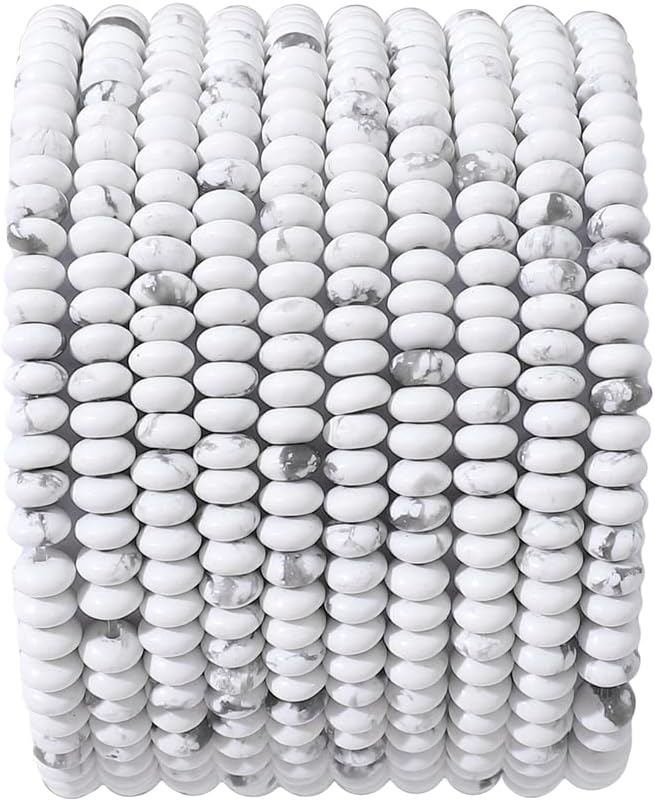 Natural White Howlite Disk Stone Beads 4x2mm 160pcs Rondelle Loose Semi Gemstone Beads for Jewelry Making Design
