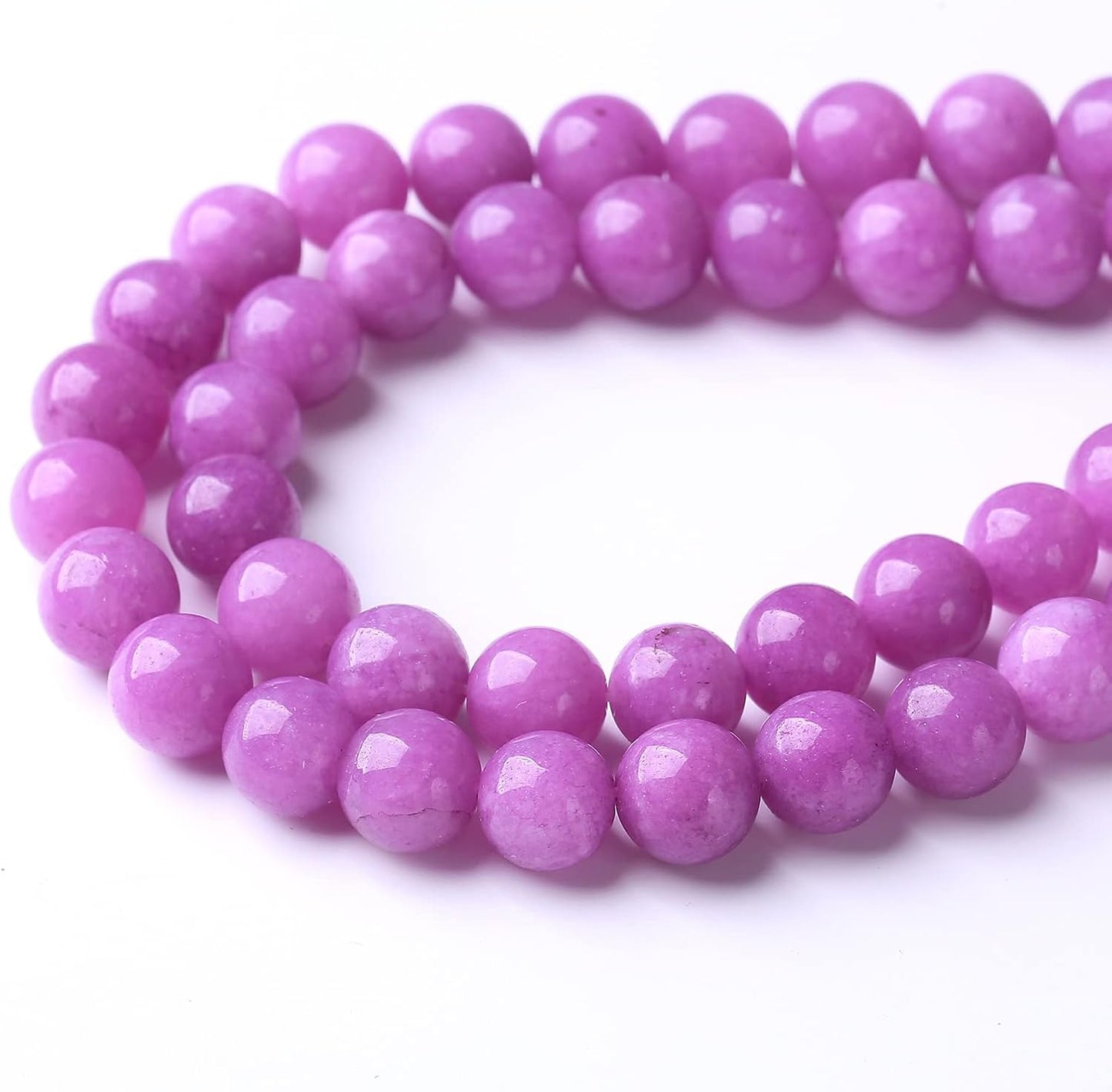 36PCS 10MM Purple Jade Beads Stone Beads Energy Healing Beads for DIY Jewelry Bracelet Necklace Making for Jewelry Making15Inch