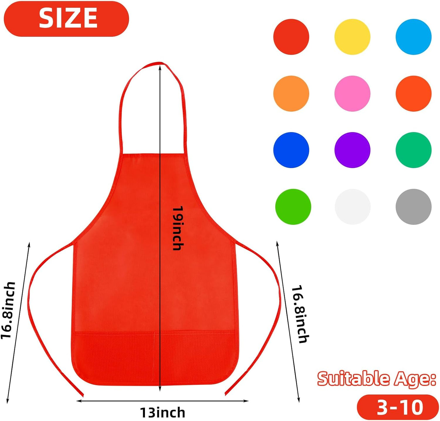 CHRORINE 6/12/24 Pack Kids Painting Apron Toddler Art Aprons for Kids Paint Apron Smock for Painting Cooking Craft Activity