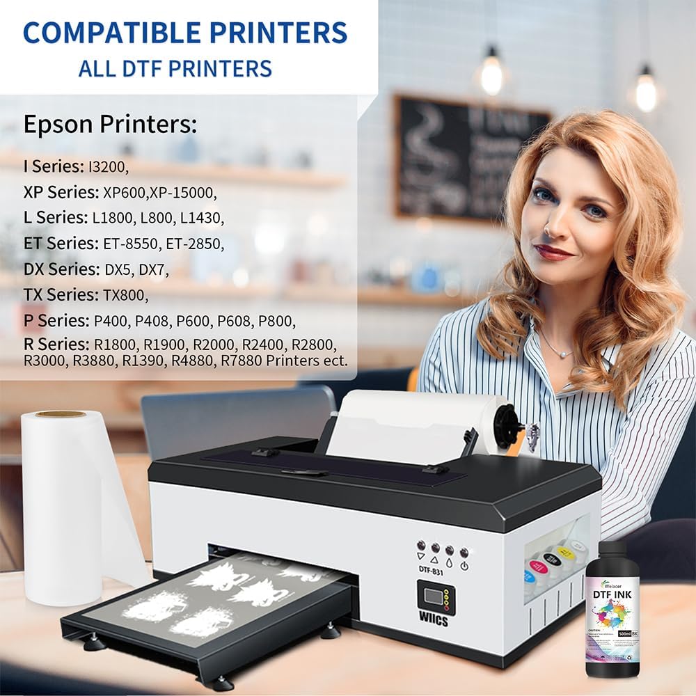 DTF Ink Black 500ml - Premium Heat Transfer Ink Conversion Kit Refill for I3200, XP600, R1390, L1800, ET2800 ET8500 R2400, L800, 1430, P400, P800, XP-15000 All DTF Printers,for DTF Film