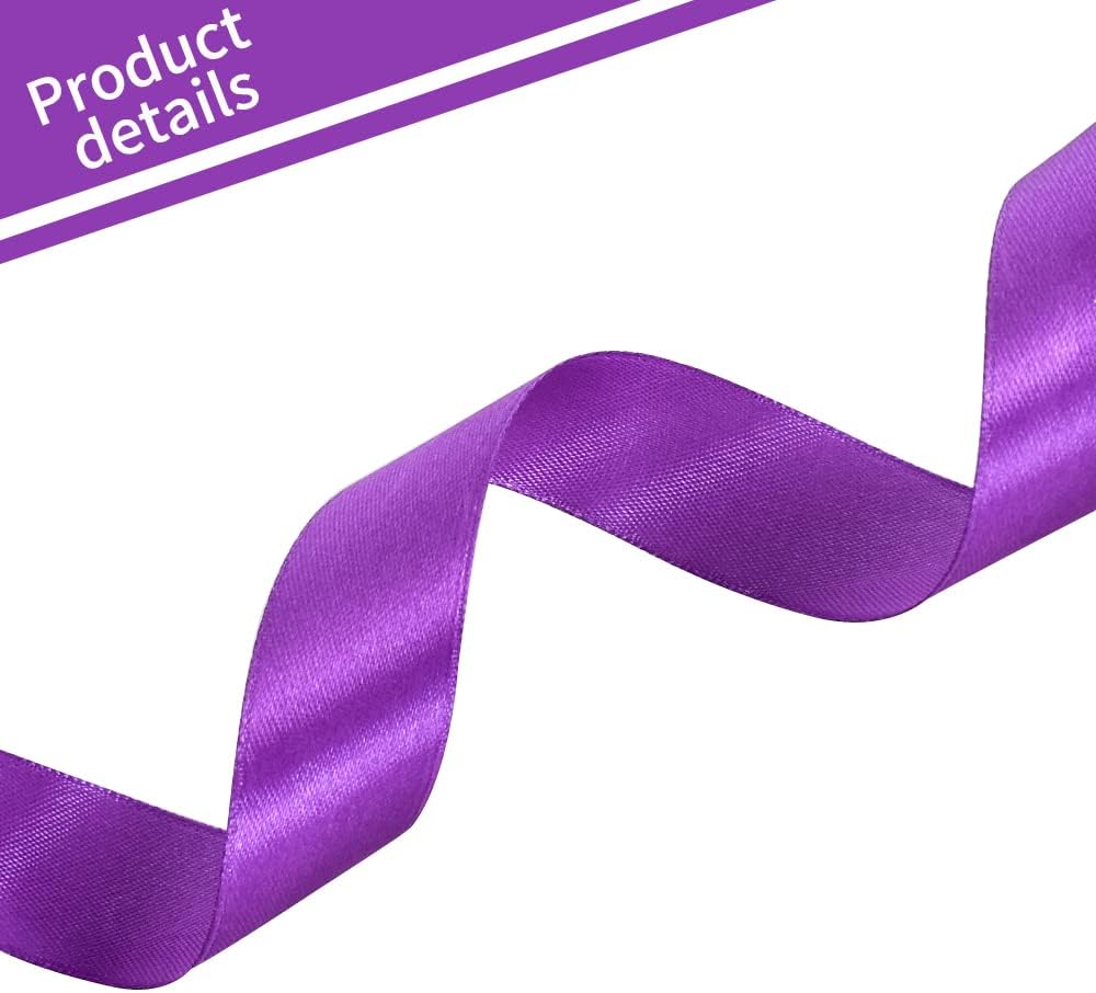 TONIFUL 1 Inch x 100yds Purple Satin Ribbon, Thin Solid Color Satin Ribbon for Gift Wrapping, Crafts, Hair Bows Making, Wedding Party Decoration, Invitation Cards, Floral Bouquets, Christmas,Halloween