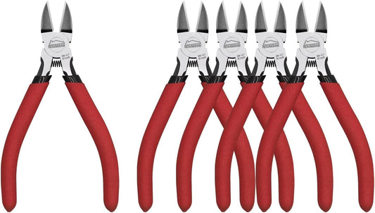 Wire Cutters 5 Pack, 5 Inch Wire Cutters Set, HOUSERAN Side Cutters Flush Cut Pliers, Spring Loaded Cutting Pliers with Non-slip Red Handle, Dikes Wire Cutters Snips for Model Kits, Crafting, Zip Ties