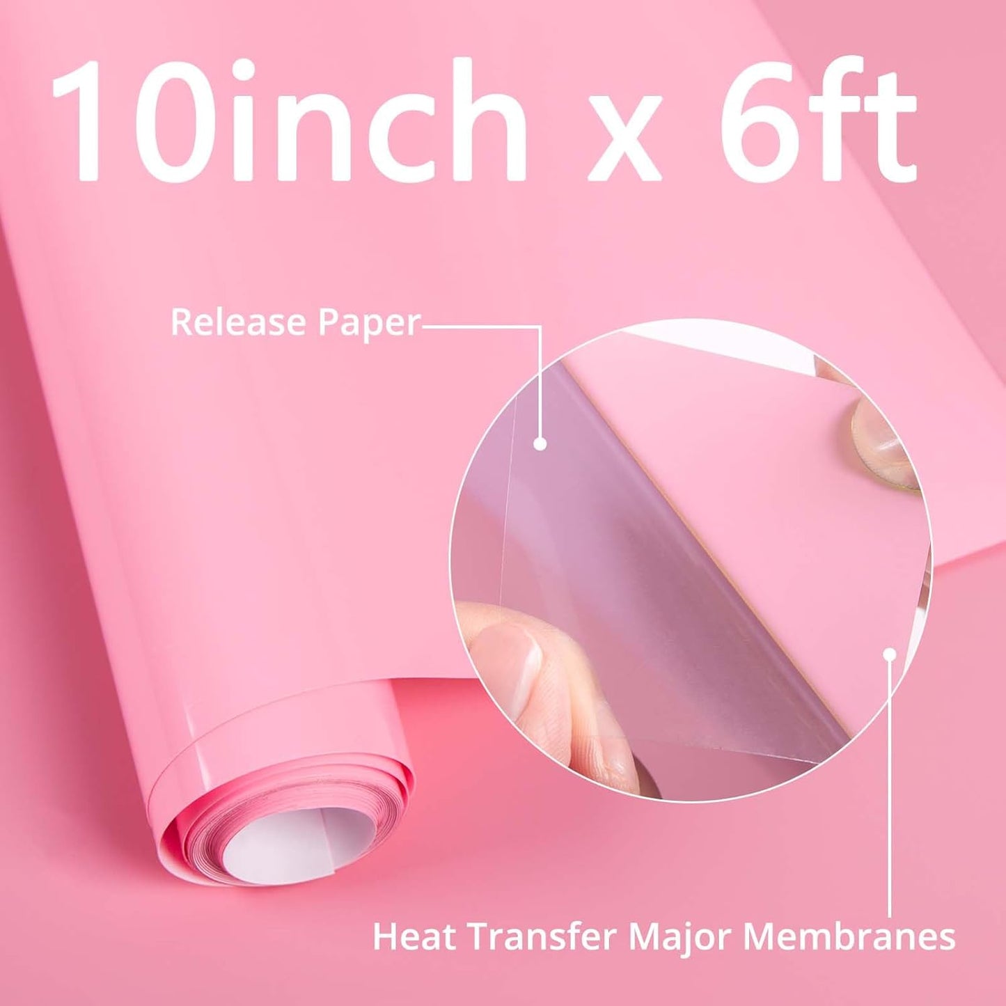 HTVRONT Puff Vinyl Heat Transfer -10" x 6ft Light Pink 3D Puff Heat Transfer Vinyl Foaming Colorful Puffy Iron on Vinyl for T-Shirt- Pink Puff Htv Vinyl for Compatible with Cricut Cutting Machine