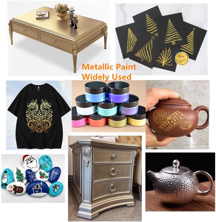 Shimmer Metallic Acrylic Paint Metallic Chalk Paste 1.7oz/50ml, Ideal for Wood/T-Shirts/Glass/Stone, DIY Crafts Projects Glitter Pearlescent Golden Pigment Suitable for Beginners Artists (Pearlescent White)