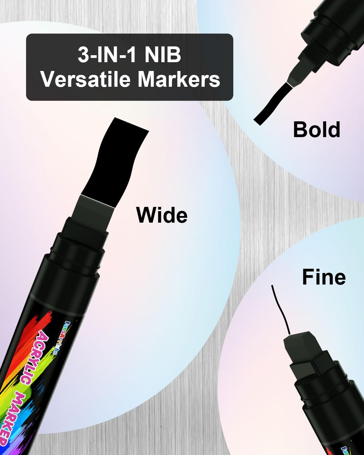 FansArriche Acrylic Paint Markers, 15mm Jumbo Felt Tip, Black and White Colored Waterproof and Permanent Paint Pens for Tagging, Signs, Calligraphy, and Outdoor Paintings