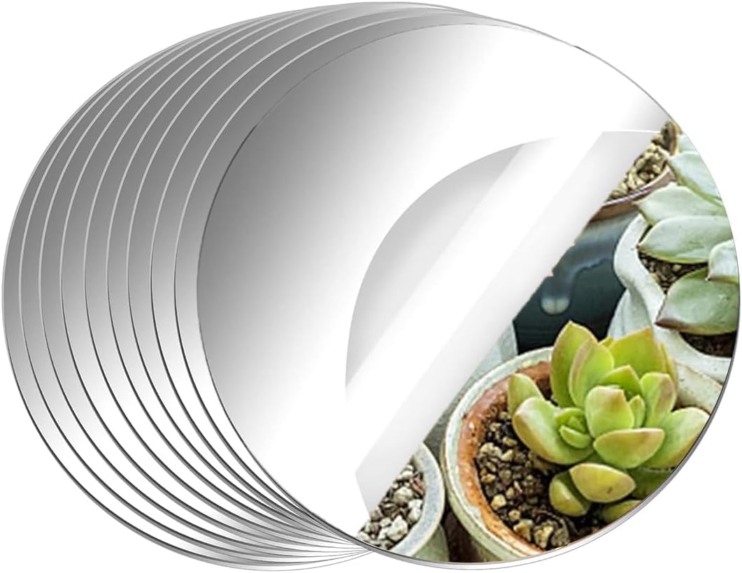 9PCS 8inch Round Mirror Centerpieces for Tables, Acrylic Circle Mirror Centerpieces for Table Candle Plate Circle Mirror Trays for Wedding Centerpieces Baby Shower Party Decorations