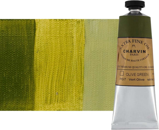 Charvin Extra Fine Oil Paint, Olive Green 60 ml - Triple-Milled, Rich Texture, Poppy Oil-Based, Light-Fast, Handmade, Archival Quality