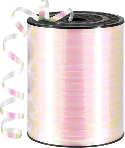 600 Yards Iridescent White Curling Ribbon 1/5 Inch Balloon String White Ribbon for Gift Wrapping, Wedding, Birthday, Art Crafts, Florists, Christmas