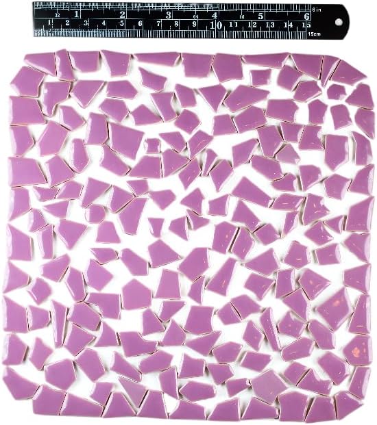 Ceramic Mosaic Tiles for Crafts & Art Projects 200 Grams Vibrant Colors Pieces Fit Together Like a Puzzle Endless Creative Ideas for Mosaic Art DIY Hobbies Small Sizes (Purple)