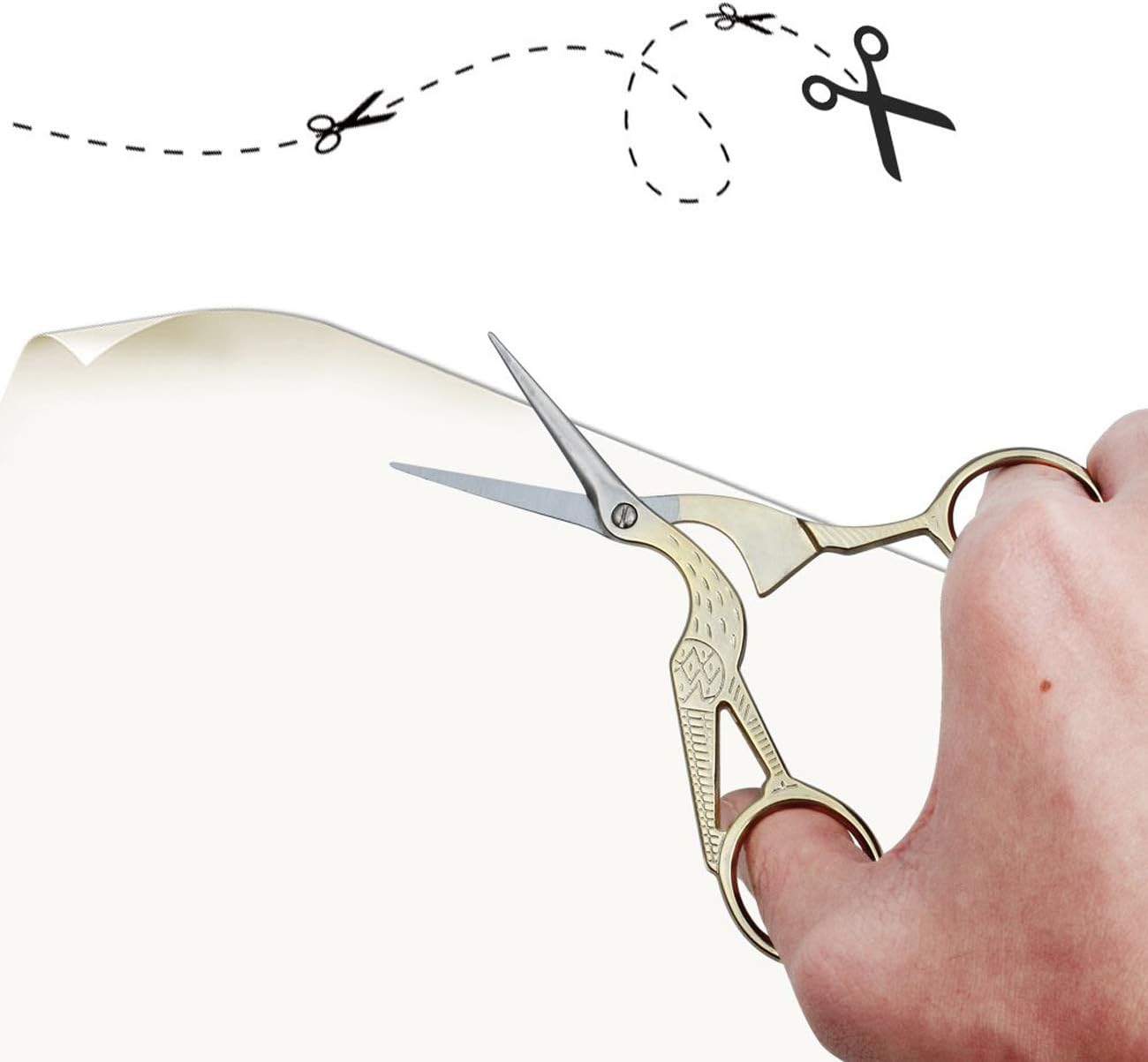 Vintage Stork Shape Sewing Scissors Stainless Steel Tailor Scissors Sharp Sewing Shears for Embroidery, Craft, Art Work & Everyday Use (6, Multicolour)