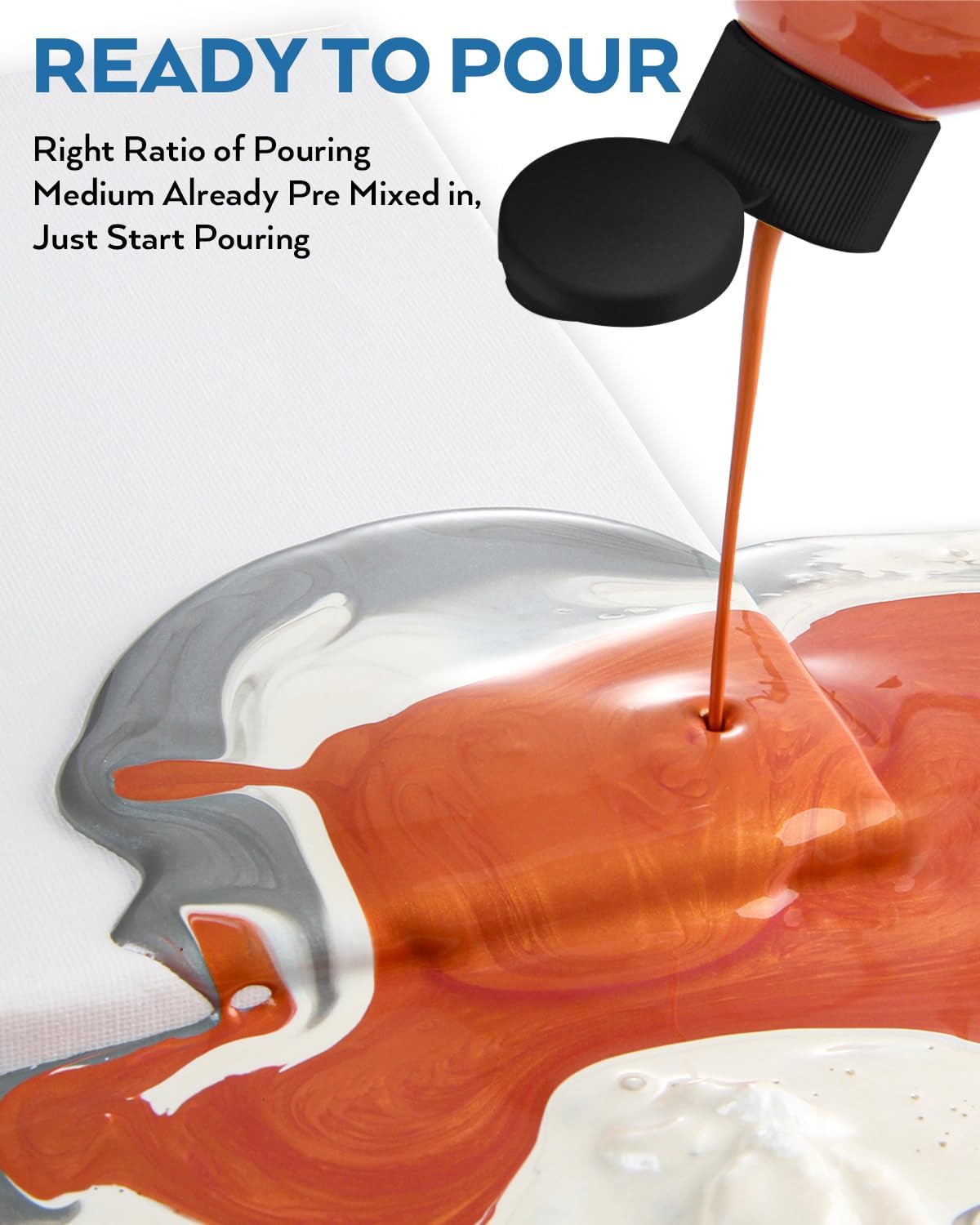 Nicpro 8 Colors 8.45oz Metallic Acrylic Pour Paint Supplies Kit, Large Volume Ready to Pour Premixed High Flow Pouring Paint Set with Silicone Pouring Oil, Gloves, Instructions for Beginner DIY