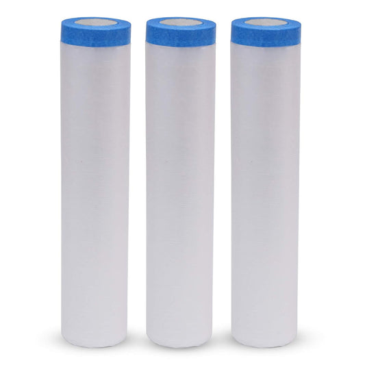 VECOPE 3-Piece Set,Pre- Masking Film Protection Covering Cloth Tape | for Automotive Covering Painting Paint Masking (8-Feet X 65-Feet)