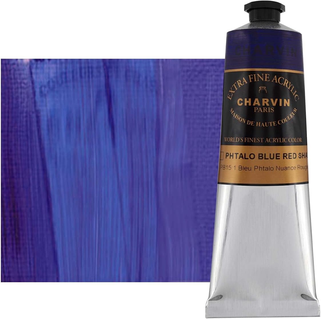 Charvin Extra Fine Professional Acrylic Paint - Phthalo Blue (Red Shade), 150ml Tube, Triple-Milled, Lightfast Pigments, Open Stock Artist Acrylic Paints in Nature-Inspired Hues