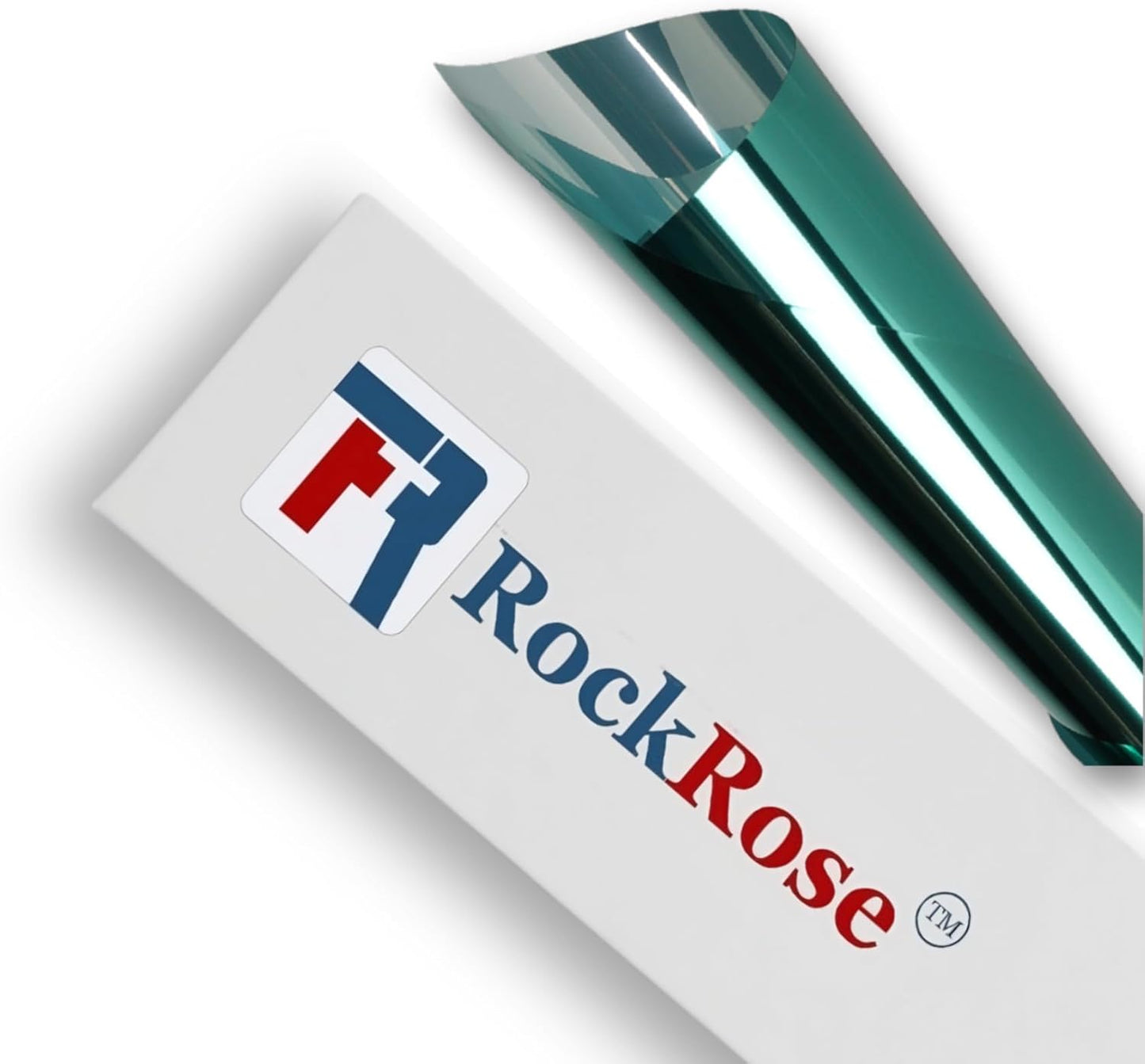 Rockrose Professional Building Window Tint Film – One Way Privacy Window Film for Home Offices Heat Blocker Reflective Adhesive Mirror Tint with 99% UV Block – Green-Silver 24in x 15FT