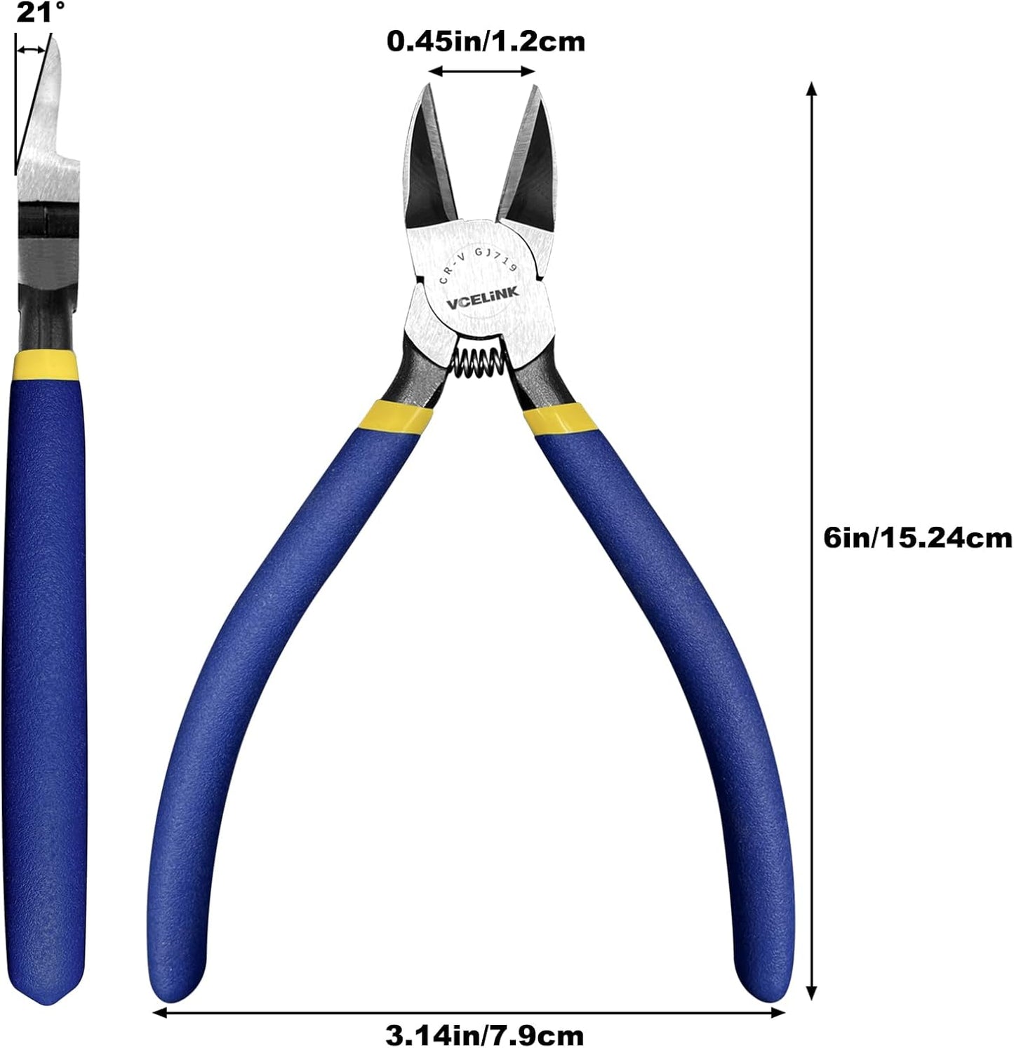 VCELINK Wire Cutter, 6-inch Side Cutter, CR-V Small Flush Cutter, Professional Small Wire Cutter with Spring-loaded for Artificial Flowers, Floral, Jewellery Making, and DIY Model Making