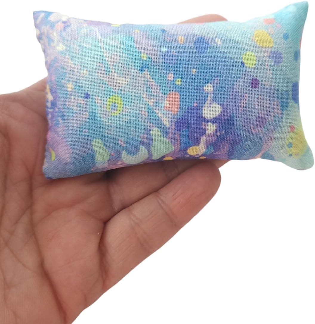 Emery Pincushion for Sewing - Filled with Abrasive Emery Sand - Rectangular Pastel Blue Abstract Pattern Fabric - Handmade in USA (2"x3", Watercolor)