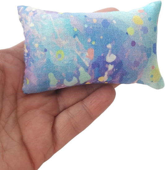 Emery Pincushion for Sewing - Filled with Abrasive Emery Sand - Rectangular Pastel Blue Abstract Pattern Fabric - Handmade in USA (2"x3", Watercolor)
