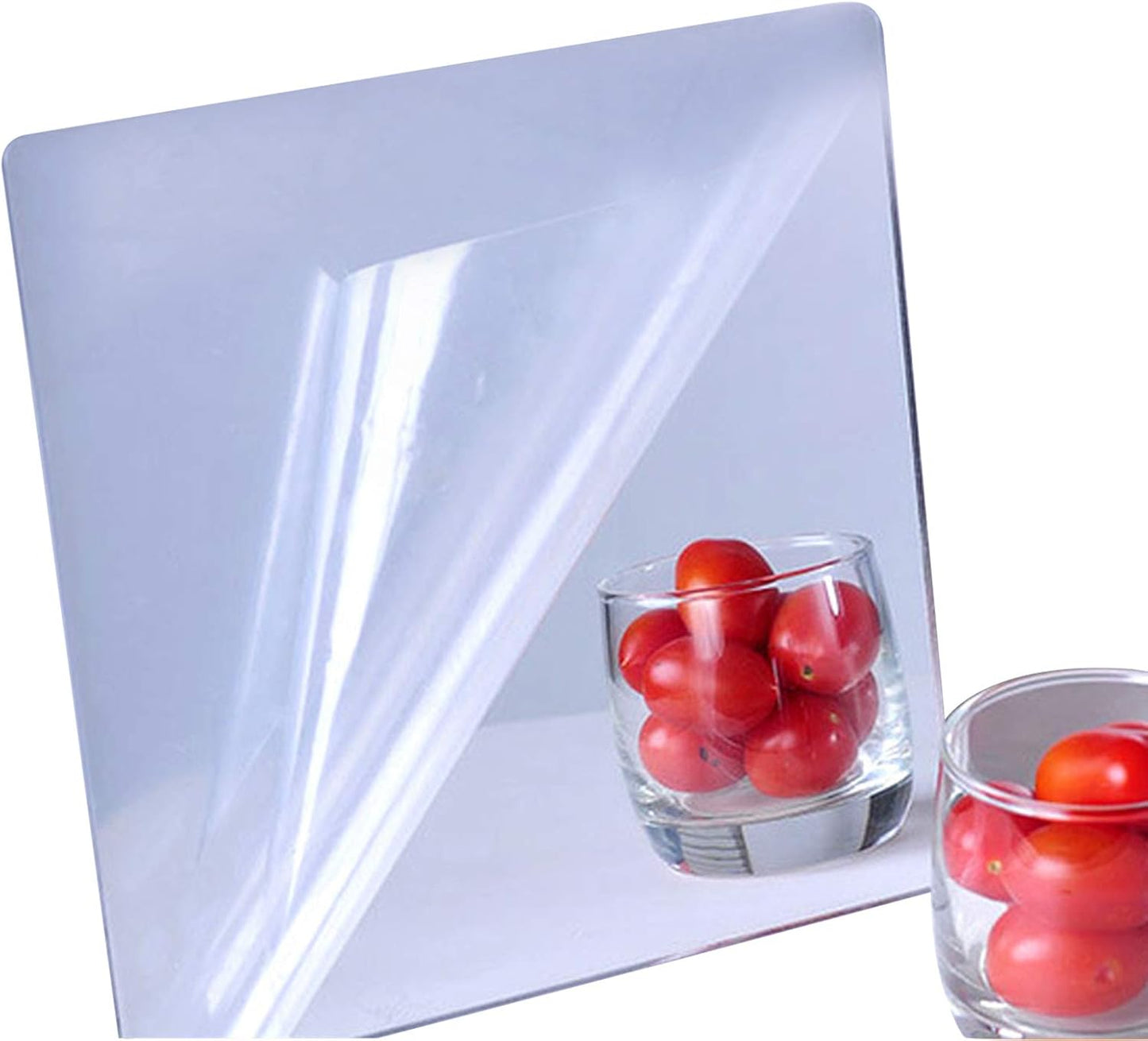 Acrylic Mirror Sheet Self Adhesive Wall Mounted Home Décor Non Glass Sticky Mirror Tile Thickness 0.08in (2mm) Square 14x14 inch