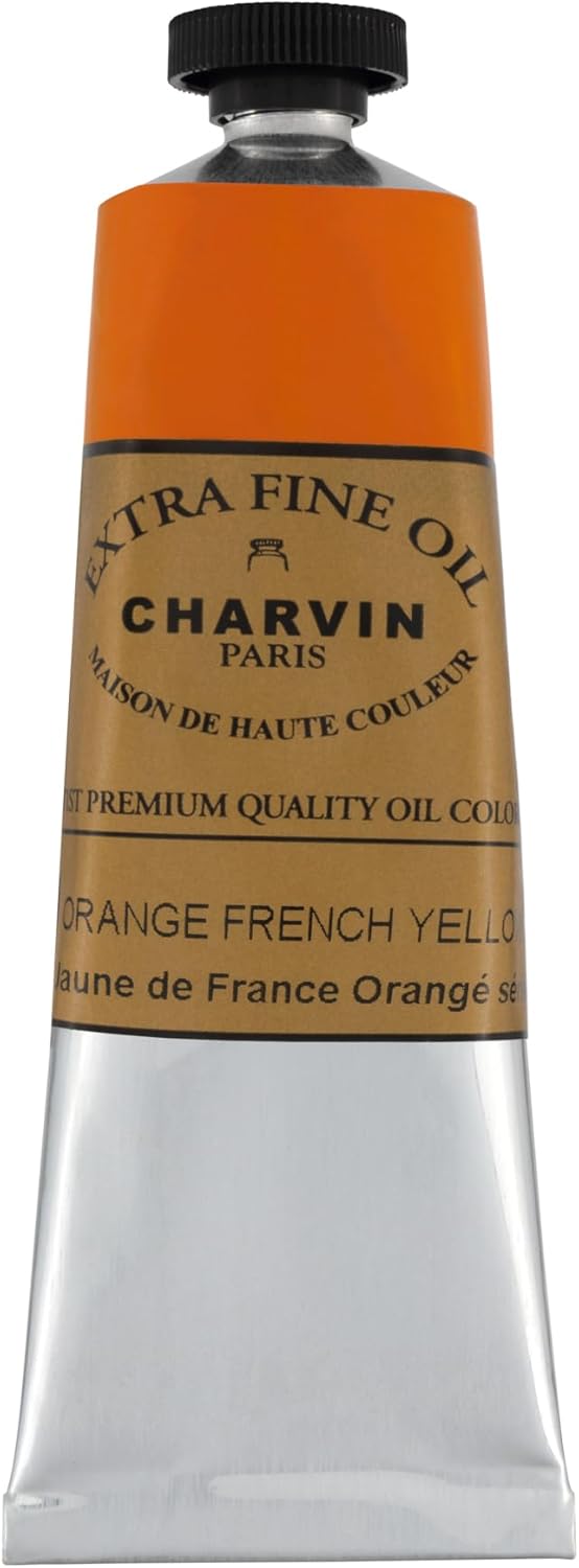 Charvin Extra Fine Oil Paint, French Yellow Orange 60 mL - Triple-Milled, Rich Texture, Poppy Oil-Based, Light-Fast, Handmade, Archival Quality