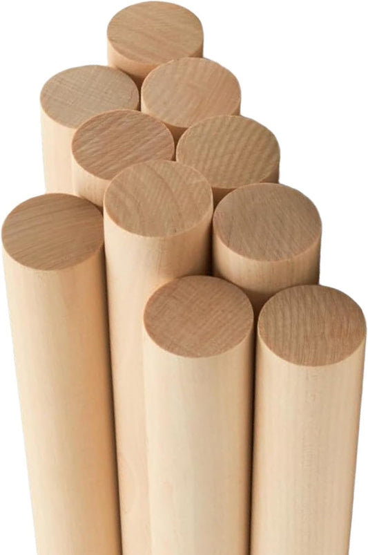ALBO 1" x 48" Wooden Dowel Rods Set - 25 Pack Birch Natural Long Craft Sticks Rails Shelf Supports Garden Hardwood Smooth Finish Woodworking Material DIY Furniture Bulk Professional