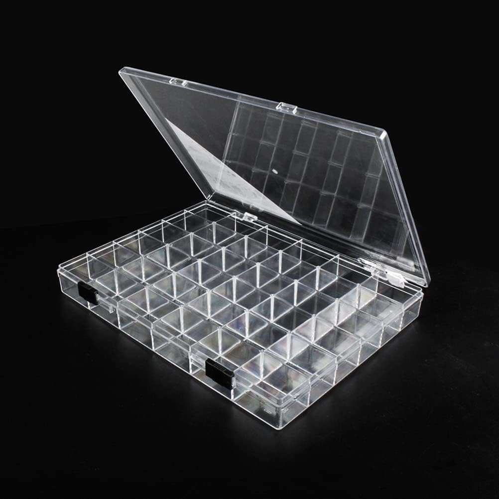 36 Grids Clear Plastic Organizer Box, Craft Storage Container for Beads Organizer, Art DIY, Crafts Jewelry Storage, Fishing Tackles, Rock Collection, 1 Pack