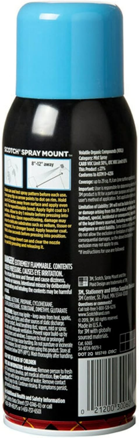 Scotch Spray Mount Repositionable Adhesive, 10.25 oz – Removable/Restickable Spray Glue for Layouts, Mock-Ups, Photos & Crafts (Acid-Free, Clear Drying)